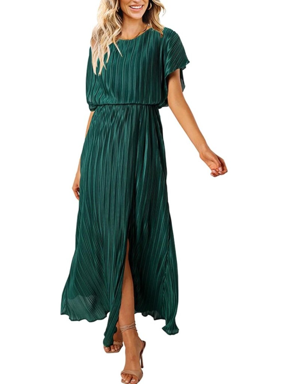 Elegant Maxi Dress for Women | Formal Cocktail Party, Wedding Guest, Pleated
